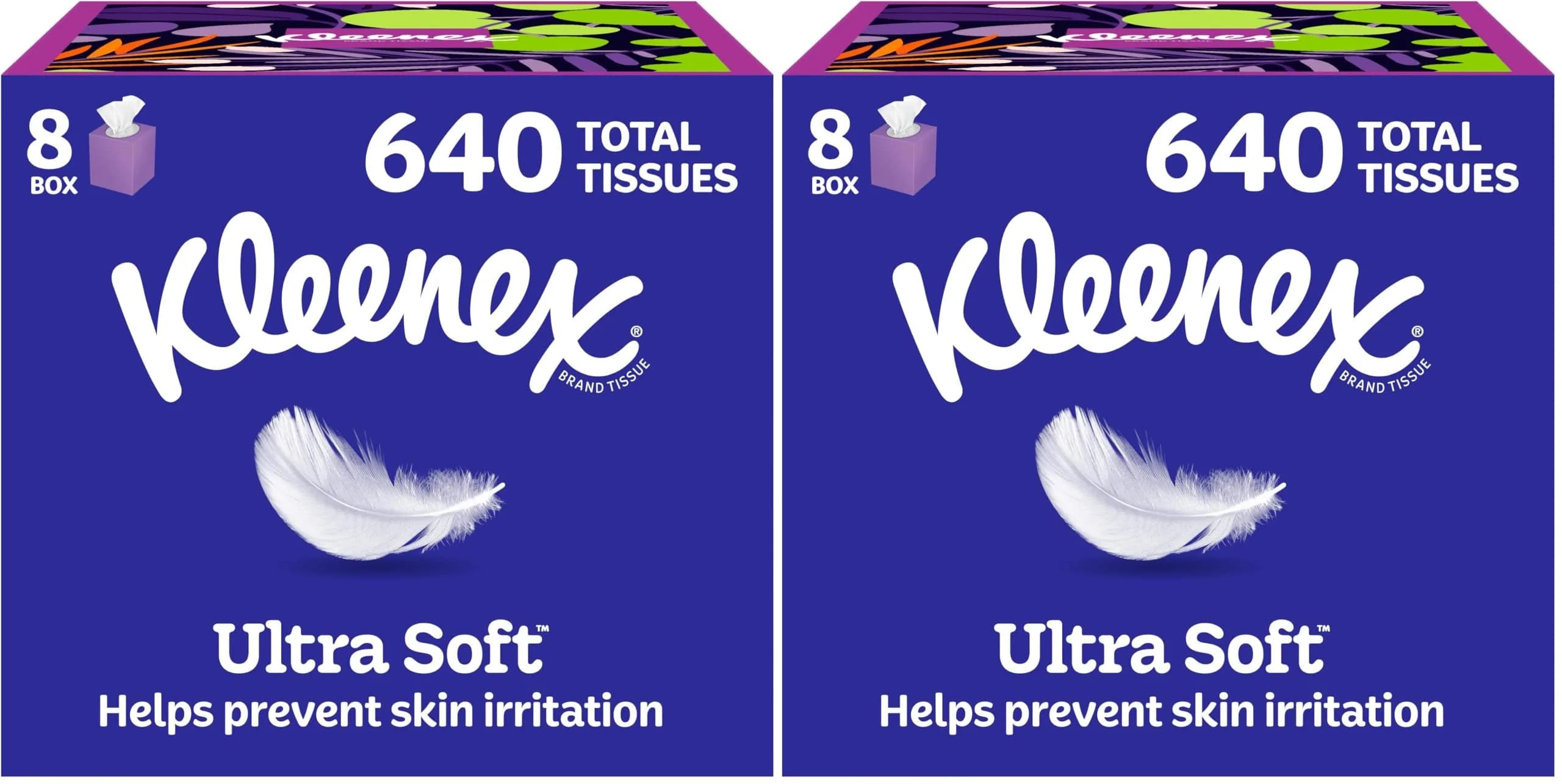 Kleenex Ultra Soft Facial Tissues Cube Boxes, 80 Tissues/Box, 3-Ply, Pack of 16 | Hypoallergenic & Dermatologist Tested - main product image