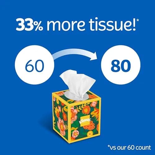 Kleenex Ultra Soft Facial Tissues Cube Boxes, 80 Tissues per Box, 3-Ply, Pack of 16 | Hypoallergenic & Dermatologist Tested thumbnail 3