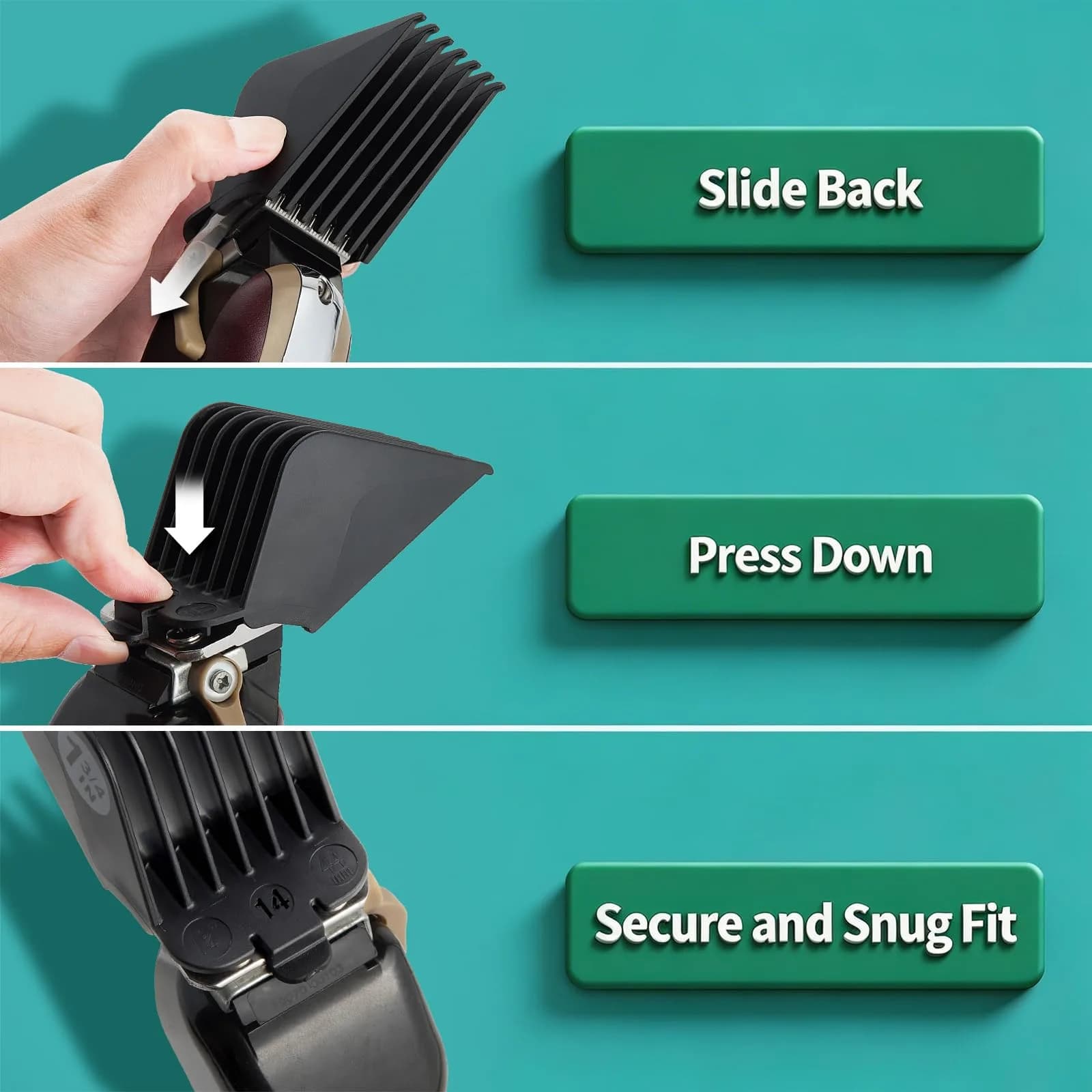LAVEST Black Clipper Guards Set | 1.25" to 2" Cutting Lengths | 4 Piece Set - view 6