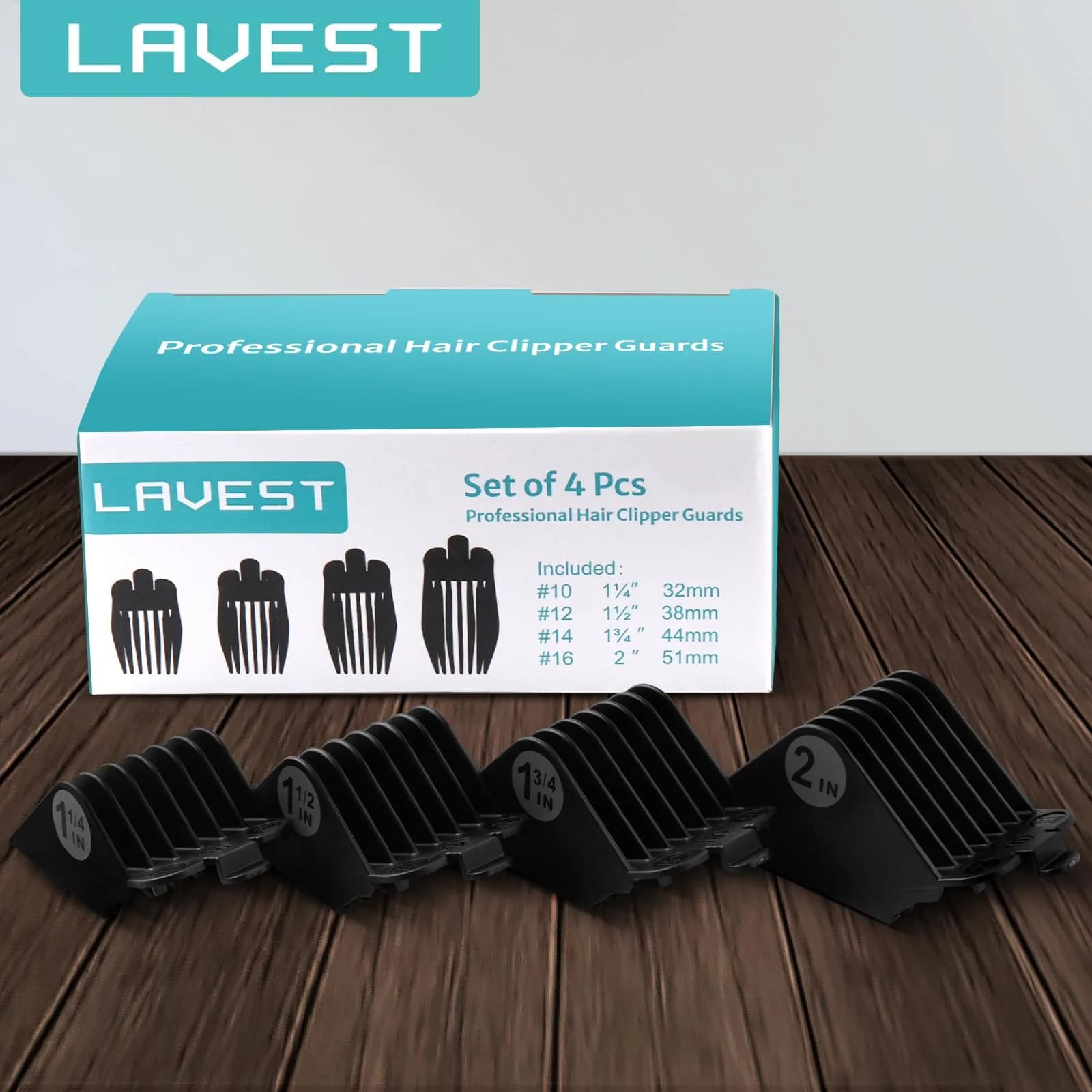 LAVEST Black Clipper Guards Set | 1.25" to 2" Cutting Lengths | 4 Piece Set - view 9