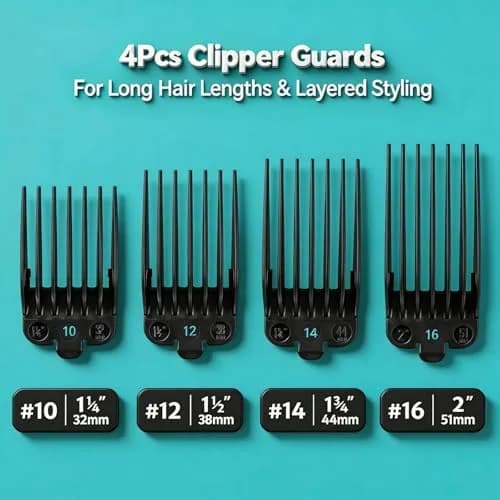 LAVEST Black Clipper Guards Set | 1.25" to 2" Cutting Lengths | 4 Piece Set thumbnail 3
