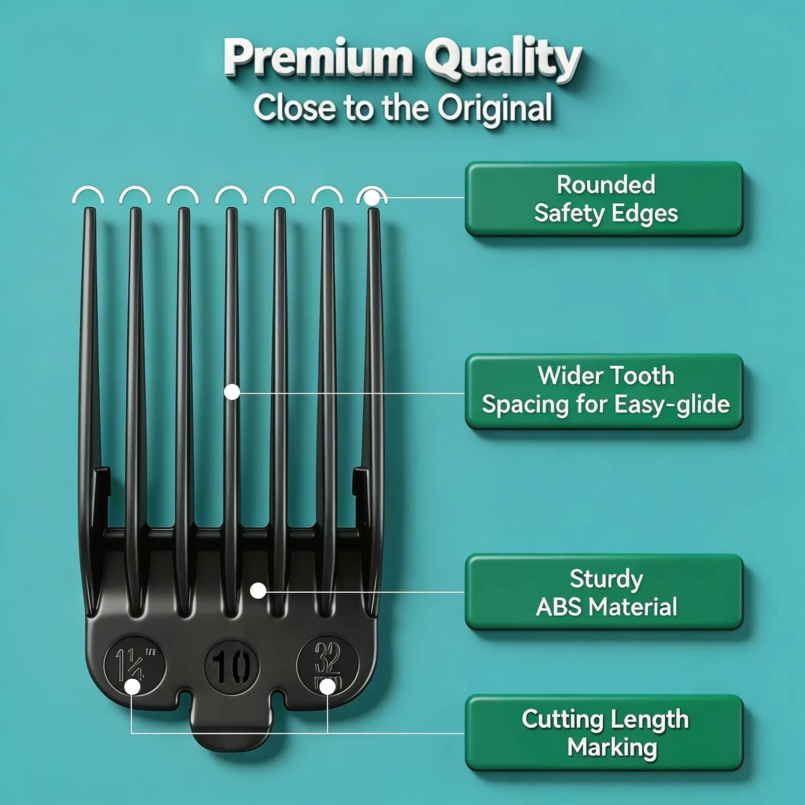 LAVEST Black Clipper Guards Set | 1.25" to 2" Cutting Lengths | 4 Piece Set - view 4
