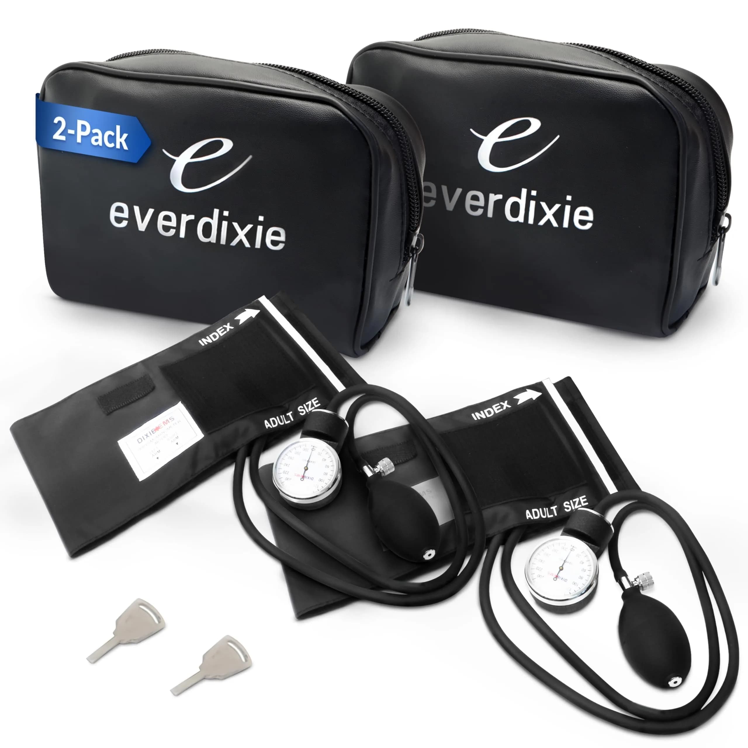 Dixie EMS Deluxe Aneroid Sphygmomanometer Blood Pressure Monitor Set 2-Pack Black | Accurate Readings for Home & Professional Use - main product image