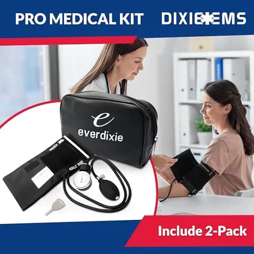 Dixie EMS Deluxe Aneroid Sphygmomanometer Blood Pressure Monitor Set 2-Pack Black | Accurate Readings for Home & Professional Use thumbnail 2