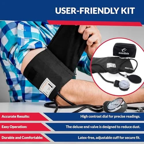 Dixie EMS Deluxe Aneroid Sphygmomanometer Blood Pressure Monitor Set 2-Pack Black | Accurate Readings for Home & Professional Use thumbnail 3