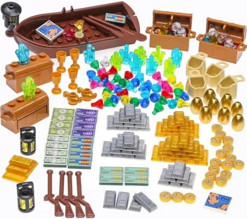 BrickBounty 220 Pcs Pirate Treasure Building Blocks Set | Wooden Ships & Accessories for Kids thumbnail 1