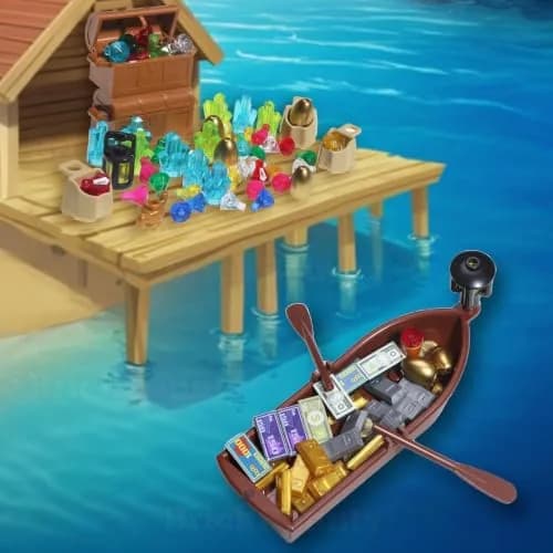 BrickBounty 220 Pcs Pirate Treasure Building Blocks Set | Wooden Ships & Accessories for Kids thumbnail 5