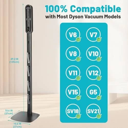 Kukikan Metal Vacuum Stand Holder for Dyson V8-V15 & Gen5 | 3.69 kg (8.14 lb) Floor Docking Station with 4 Hooks thumbnail 6