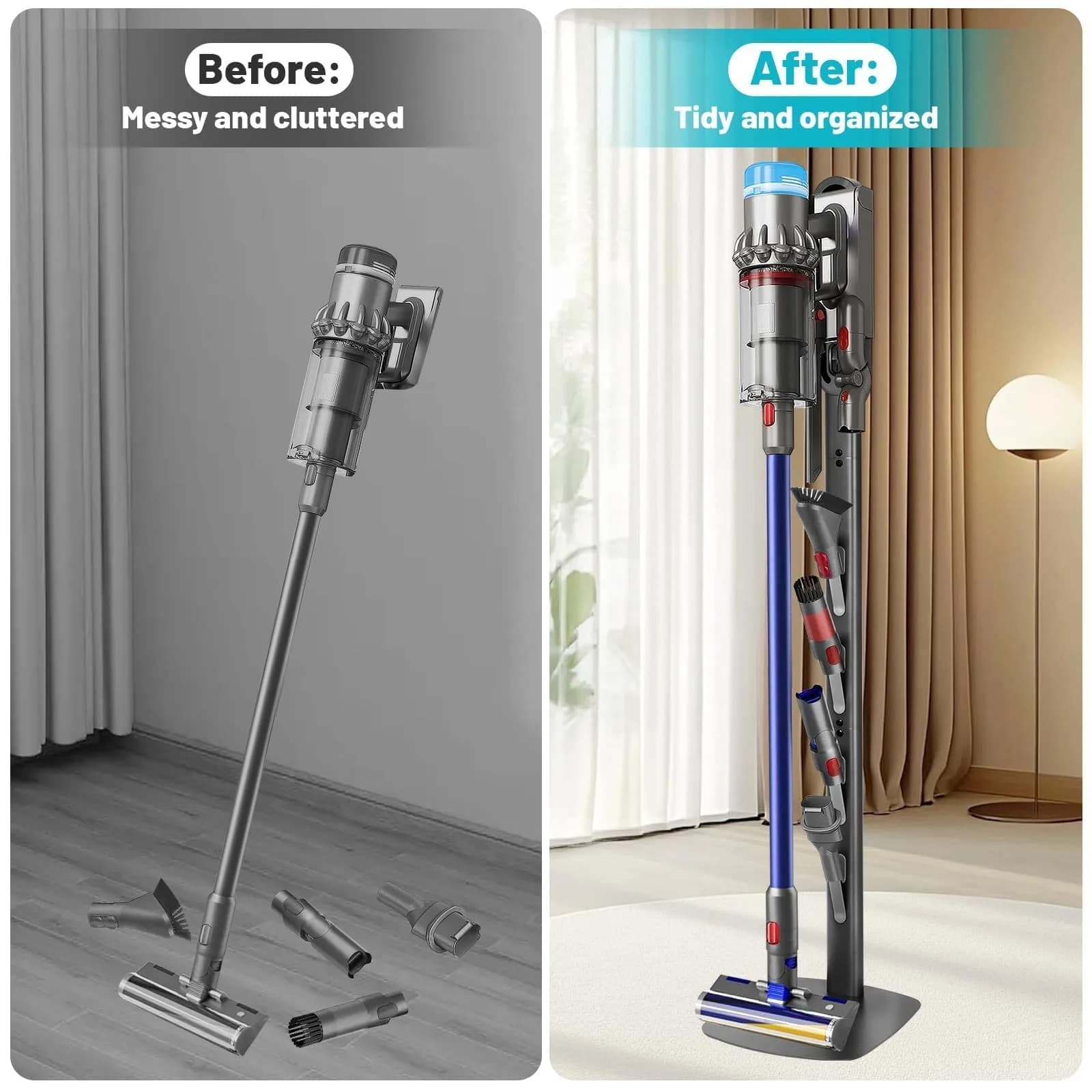 Kukikan Metal Vacuum Stand Holder for Dyson V8-V15 & Gen5 | 3.69 kg (8.14 lb) Floor Docking Station with 4 Hooks - view 7