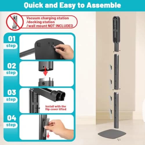 Kukikan Metal Vacuum Stand Holder for Dyson V8-V15 & Gen5 | 3.69 kg (8.14 lb) Floor Docking Station with 4 Hooks thumbnail 3