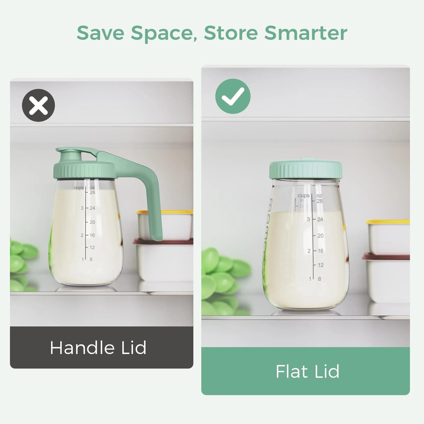 Momcozy Glass Breast Milk Pitcher Lid Green | Leak Proof with Thickened Silicone Seal & Pressure Release Valve (1 pc) - view 6