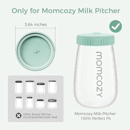 Momcozy Glass Breast Milk Pitcher Lid Green | Leak Proof with Thickened Silicone Seal & Pressure Release Valve (1 pc) thumbnail 2
