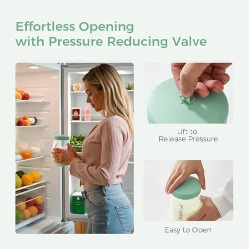 Momcozy Glass Breast Milk Pitcher Lid Green | Leak Proof with Thickened Silicone Seal & Pressure Release Valve (1 pc) thumbnail 3