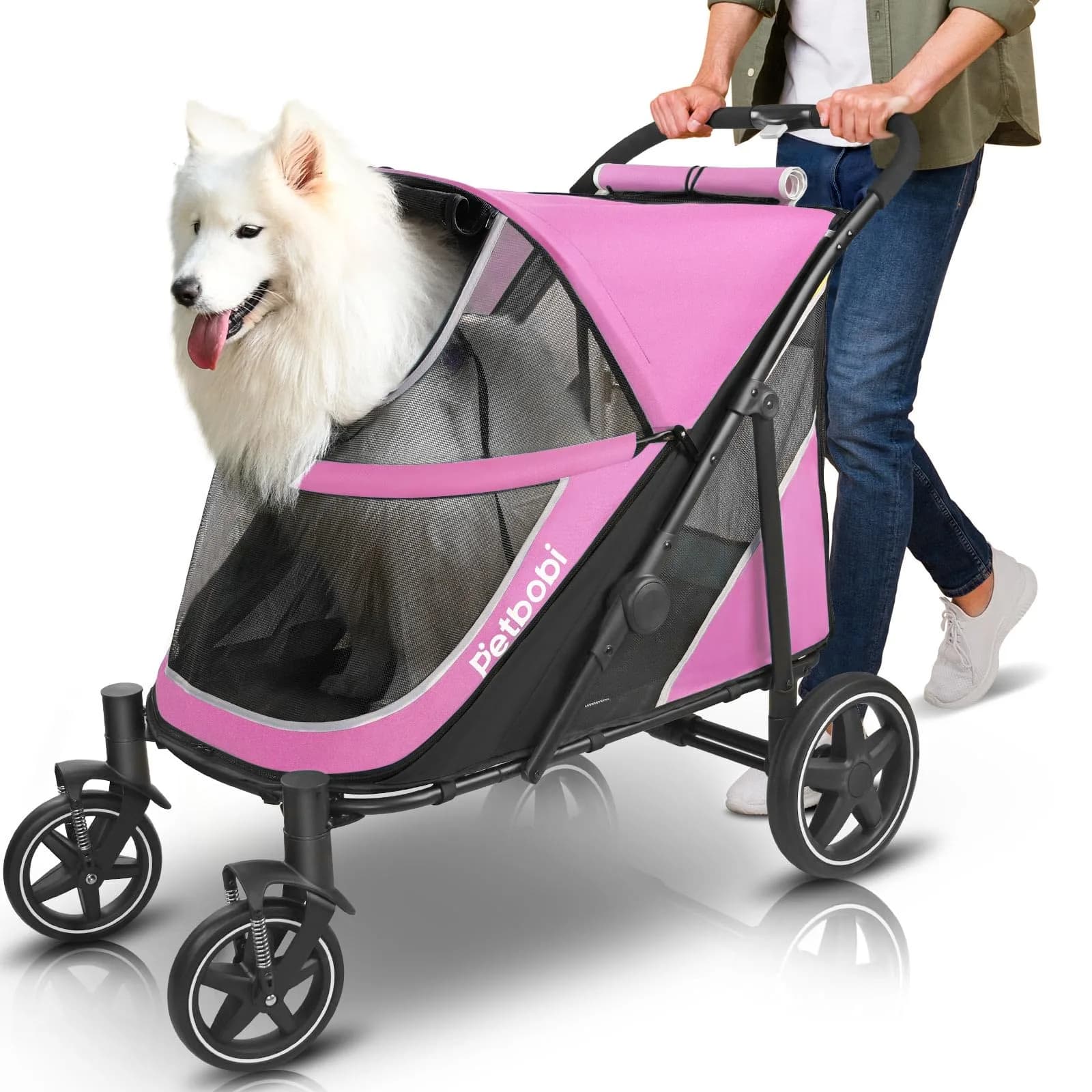 Petbobi Dog Stroller for Large Medium Dogs up to 80 lbs | All Terrain, Foldable & Ventilated