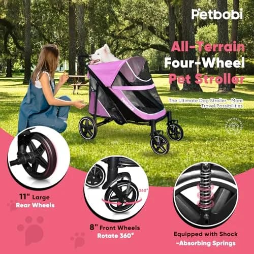 Petbobi Dog Stroller for Large Medium Dogs up to 80 lbs | All Terrain, Foldable & Ventilated thumbnail 5
