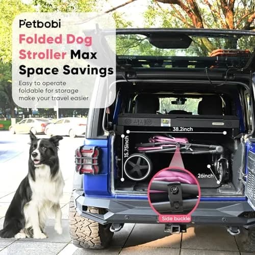 Petbobi Dog Stroller for Large Medium Dogs up to 80 lbs | All Terrain, Foldable & Ventilated thumbnail 6