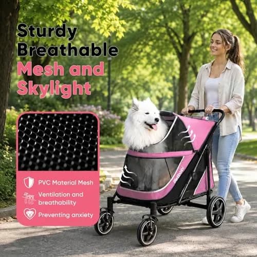 Petbobi Dog Stroller for Large Medium Dogs up to 80 lbs | All Terrain, Foldable & Ventilated thumbnail 7