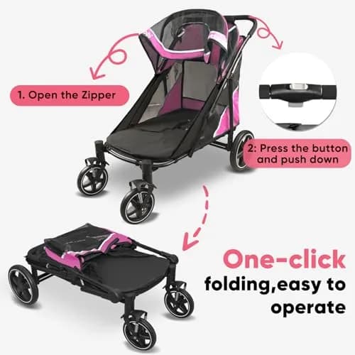 Petbobi Dog Stroller for Large Medium Dogs up to 80 lbs | All Terrain, Foldable & Ventilated thumbnail 8