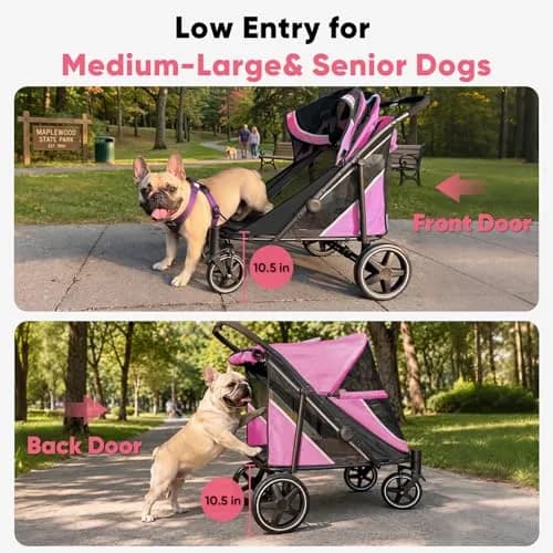 Petbobi Dog Stroller for Large Medium Dogs up to 80 lbs | All Terrain, Foldable & Ventilated thumbnail 3