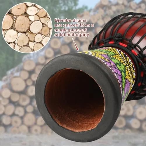 GOGHOST Mini Wood Djembe Drum 11.4cm (4.5'') x 20.3cm (8'') | Authentic African Hand Drum with Goatskin Head thumbnail 6