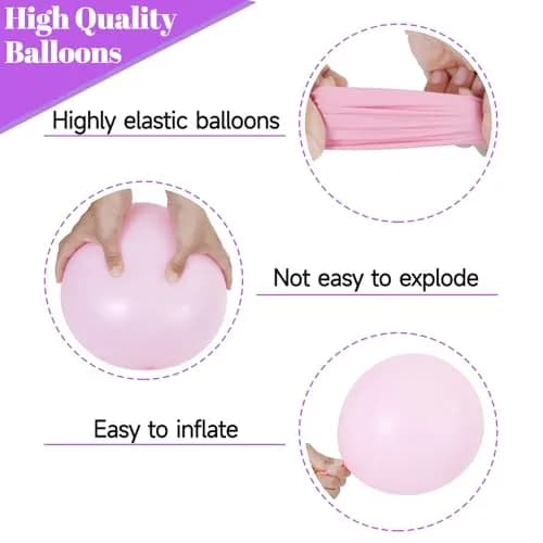 KUULBELA 68Pcs Pink and Purple Balloons 12 Inch Metallic Purple Pink Latex Balloon Confetti Balloons with Ribbons | Party Decorations thumbnail 4