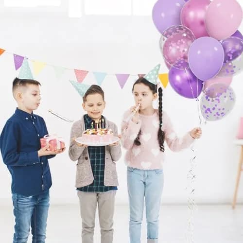 KUULBELA 68Pcs Pink and Purple Balloons 12 Inch Metallic Purple Pink Latex Balloon Confetti Balloons with Ribbons | Party Decorations thumbnail 7