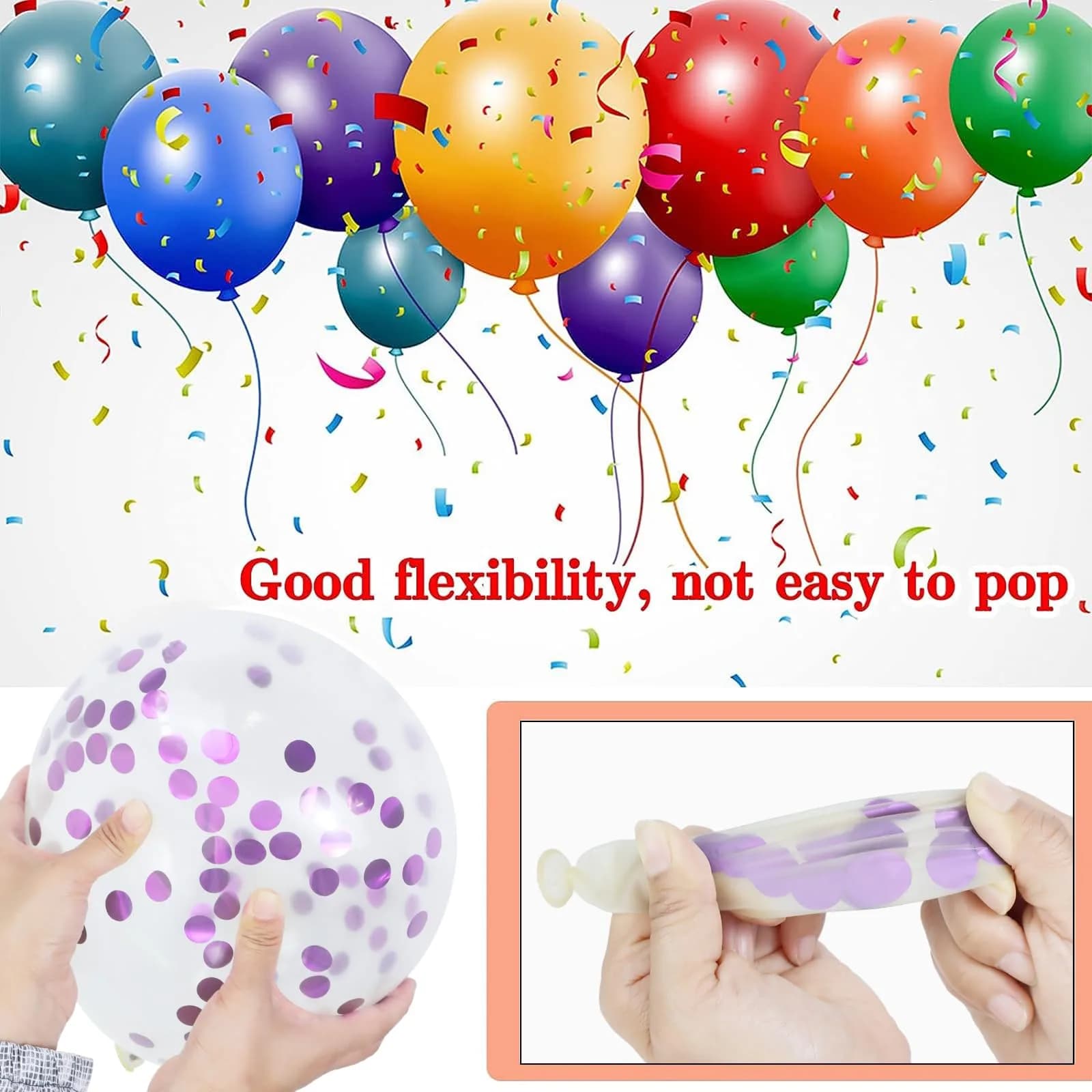 KUULBELA 68Pcs Pink and Purple Balloons 12 Inch Metallic Purple Pink Latex Balloon Confetti Balloons with Ribbons | Party Decorations - view 3