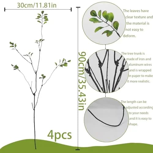ACRYCS Green Faux Branches 90cm (35.4in) | 4 Pcs Artificial Greenery Stems for Vase Filler thumbnail 2