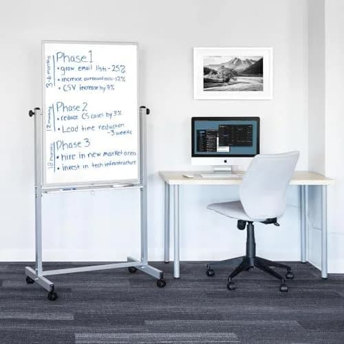 Luxor White Writing Board 30"x40" | Double-Sided Magnetic Porcelain Surface thumbnail 2