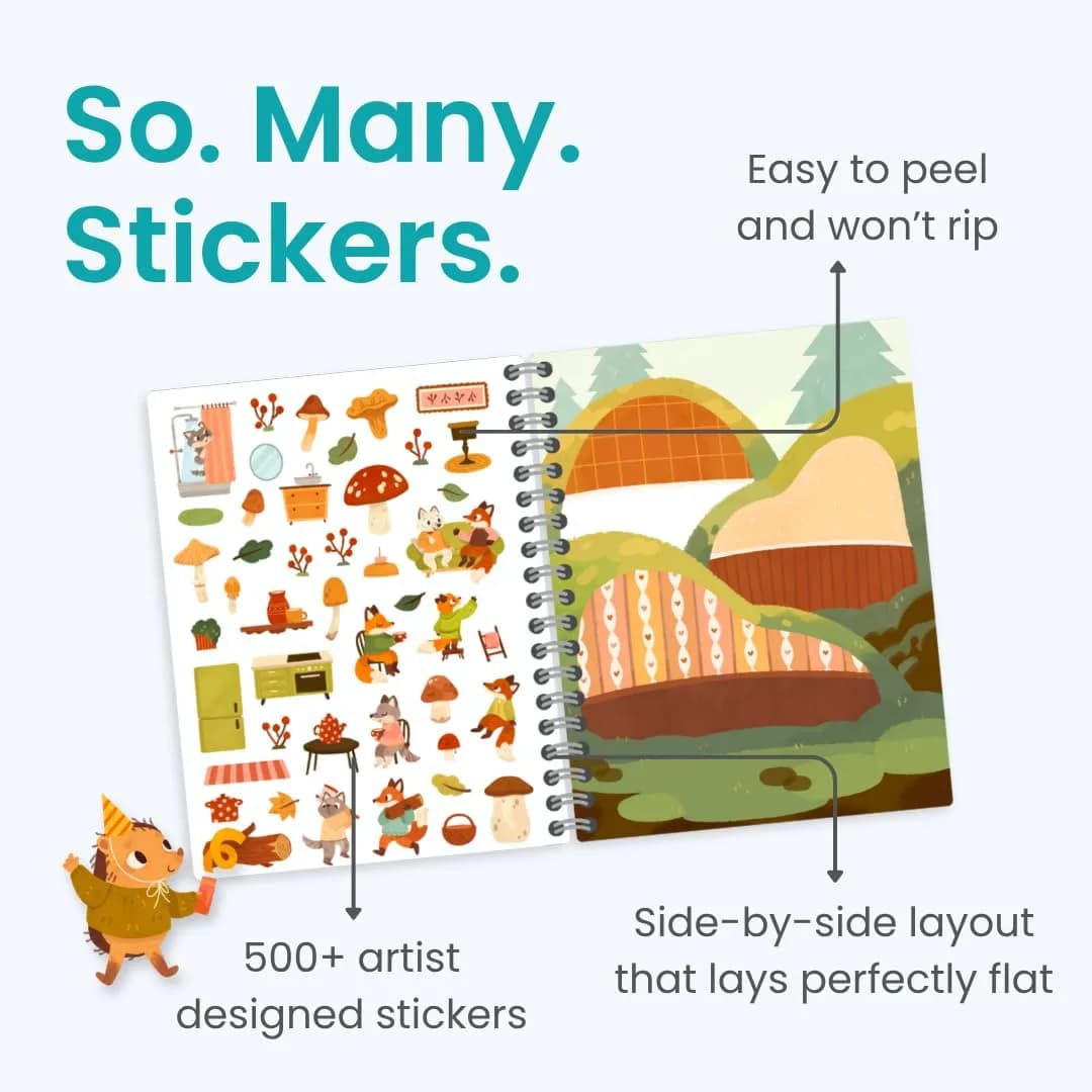 CUPKIN Cozy Homes of Furry Friends Sticker Book | Toddler Activity Coloring & Sticker Book for Ages 2-8 Years thumbnail 3