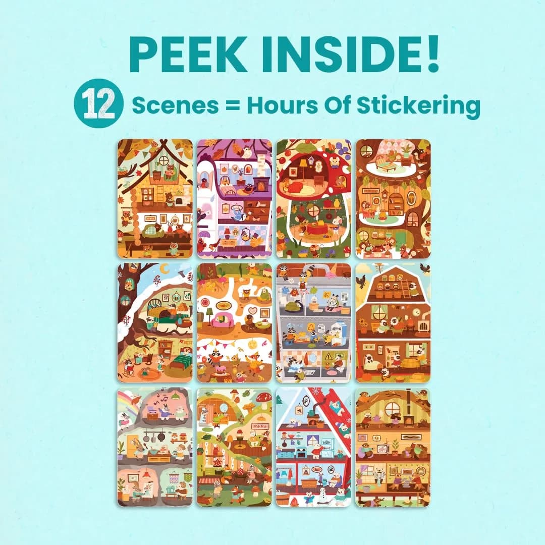 CUPKIN Cozy Homes of Furry Friends Sticker Book | Toddler Activity Coloring & Sticker Book for Ages 2-8 Years thumbnail 6