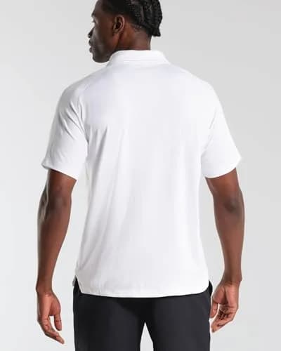 MUNICIPAL SportCross Tech Short Sleeve Polo Shirt, White, Medium | Rapid Dry, Recycled Poly & Elastane thumbnail 2
