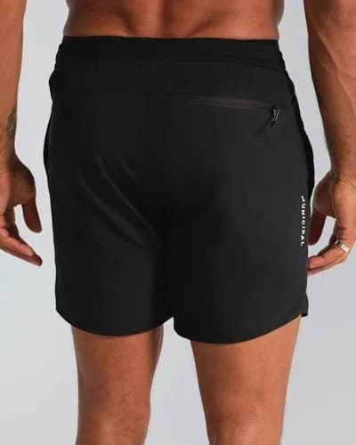 MUNICIPAL Men's Daybreak Lined 5" Shorts, Black, Large | Comfortable Active Shorts with Pockets thumbnail 4
