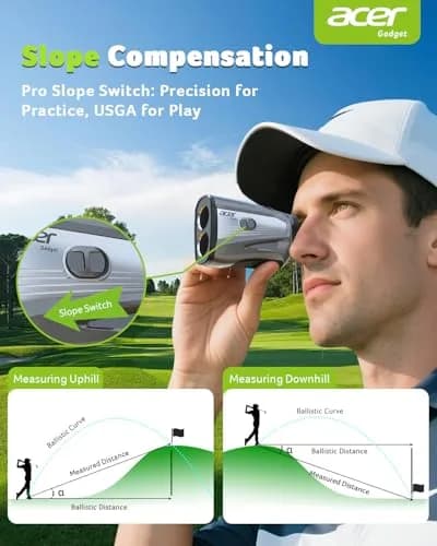 Acer Rangefinder with Slope - 1700 Yards Laser Golf Rangefinder, Rechargeable, 6X Magnification, Flag Locking, Vibration, Waterproof, Gift for Men thumbnail 3