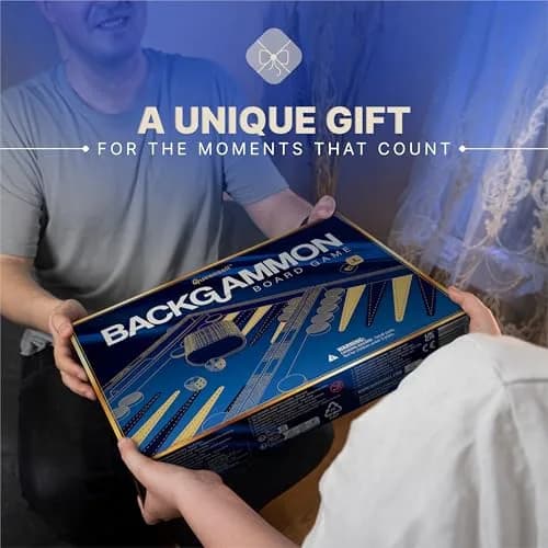 Queensell Blue Backgammon Board Game Set 38.1 cm (15 Inch) | Classic Strategy Game for 2 Players thumbnail 6