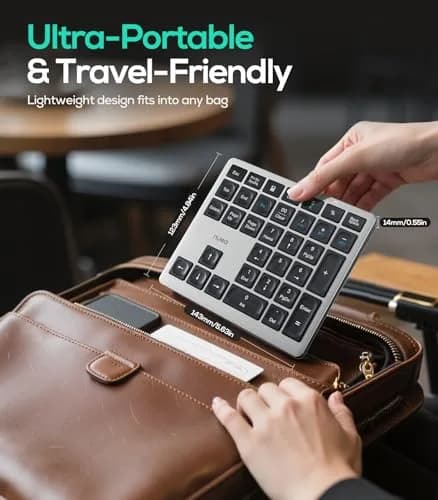 Nulea Wireless Number Pad for Laptop with Bluetooth 5.0 & 2.4G Connection, 34-Key Numeric Keypad with USB-C Charging | Ergonomic Slim Design for Productivity thumbnail 6
