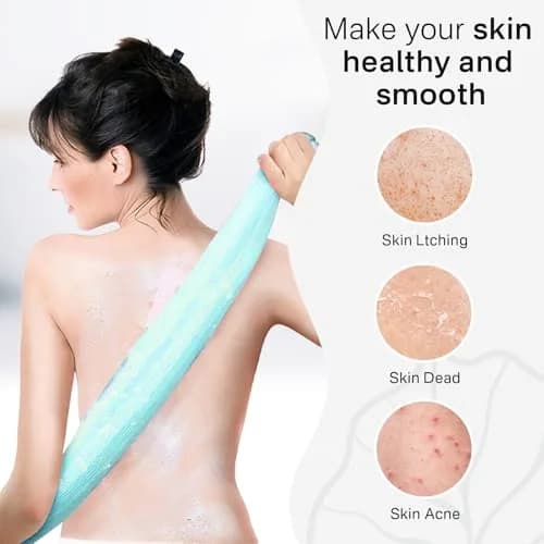 Yiclick 2pcs Bath & Body Loofah Sponge Net | Exfoliating Back Scrubber for Shower (38in x 9in) | Nylon thumbnail 3