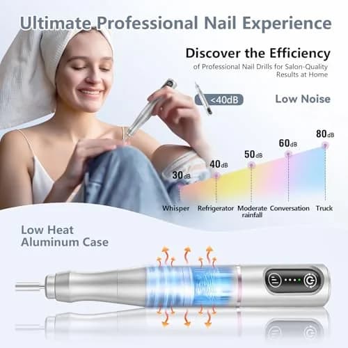 TUOBEO Cordless Nail Drill Electric Nail File Kit, Rechargeable Efile Set with 11 Bits & 56 Bands | 7-Hour Use, 20,000 RPM thumbnail 6