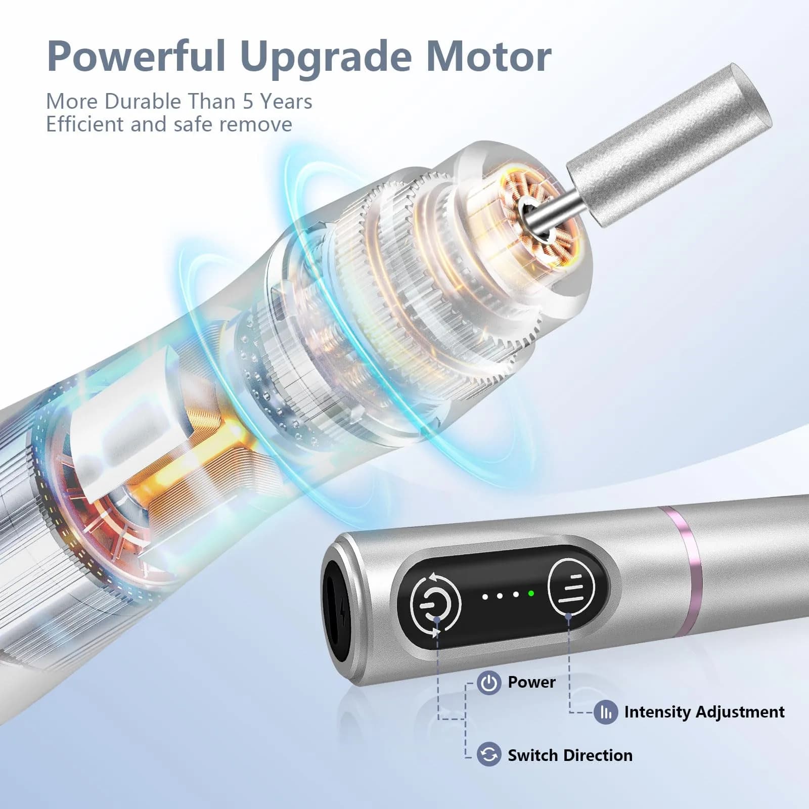 TUOBEO Cordless Nail Drill Kit Silver | Rechargeable Efile for Acrylic & Gel Nails - view 5