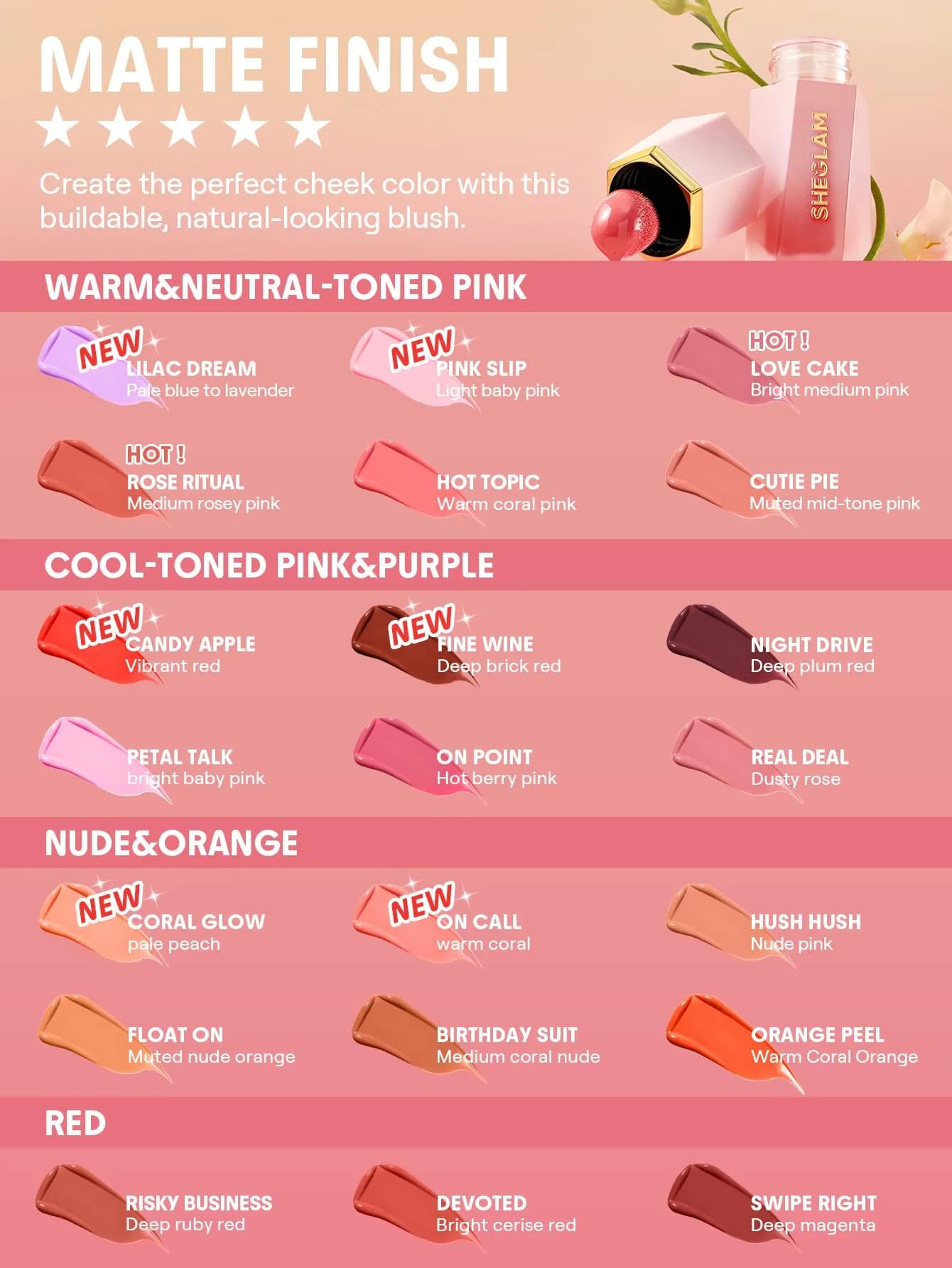 SHEGLAM Color Bloom Liquid Blush - Coral Glow Matte Finish 5.2ml | Hydrating Gel-Cream - view 4