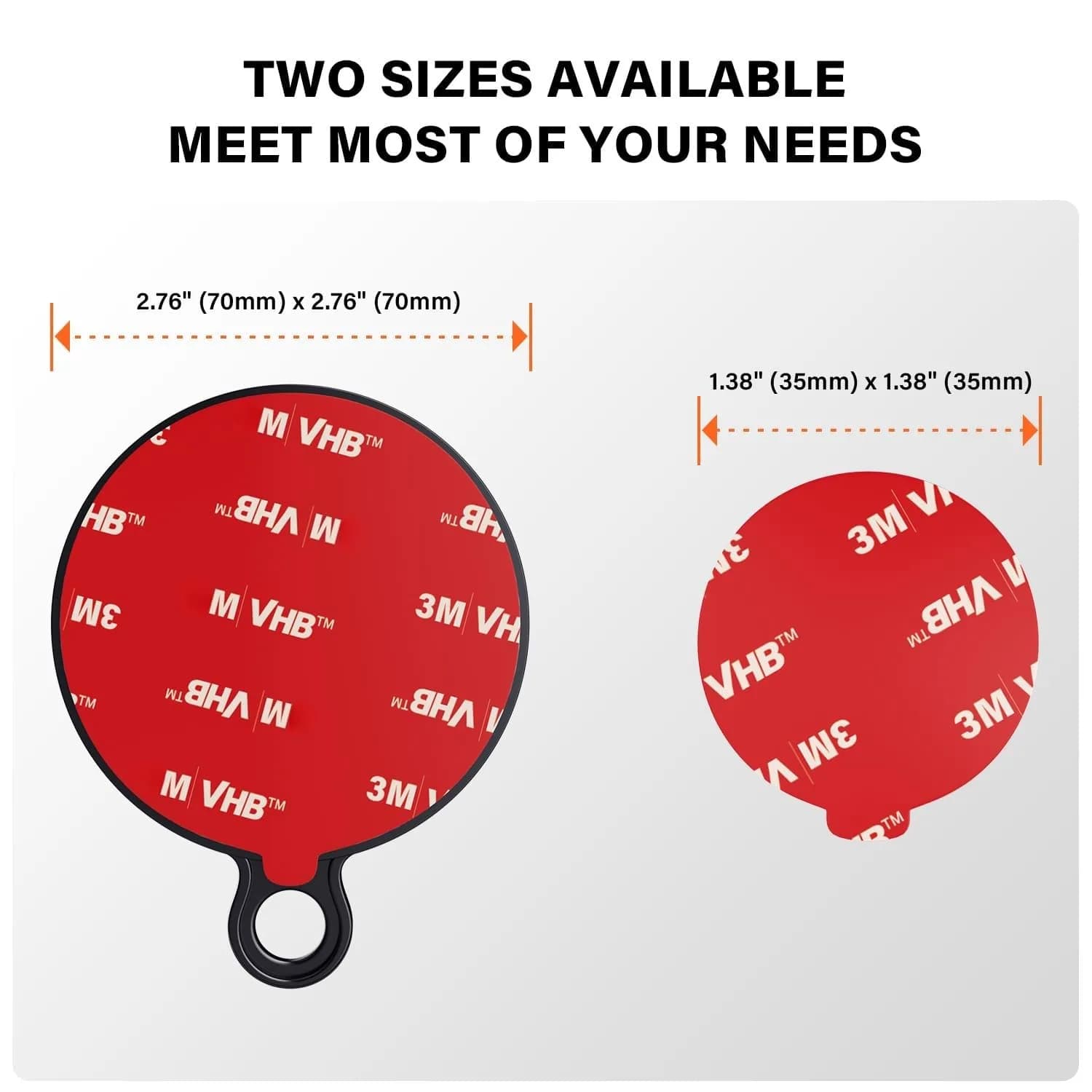 APPS2Car 3M Adhesive Pads 2pcs 70mm Round & 6pcs 35mm (2.9in x 2.9in) | Secure Mounts for Car Phone Holders & GPS - view 2