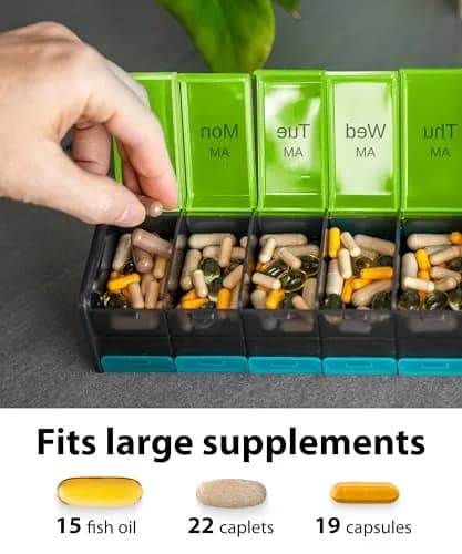 BEXEEN Extra Large Pill Organizer XXL Pill Box 7 Day | 14 Compartments (7 Day/Night) thumbnail 5