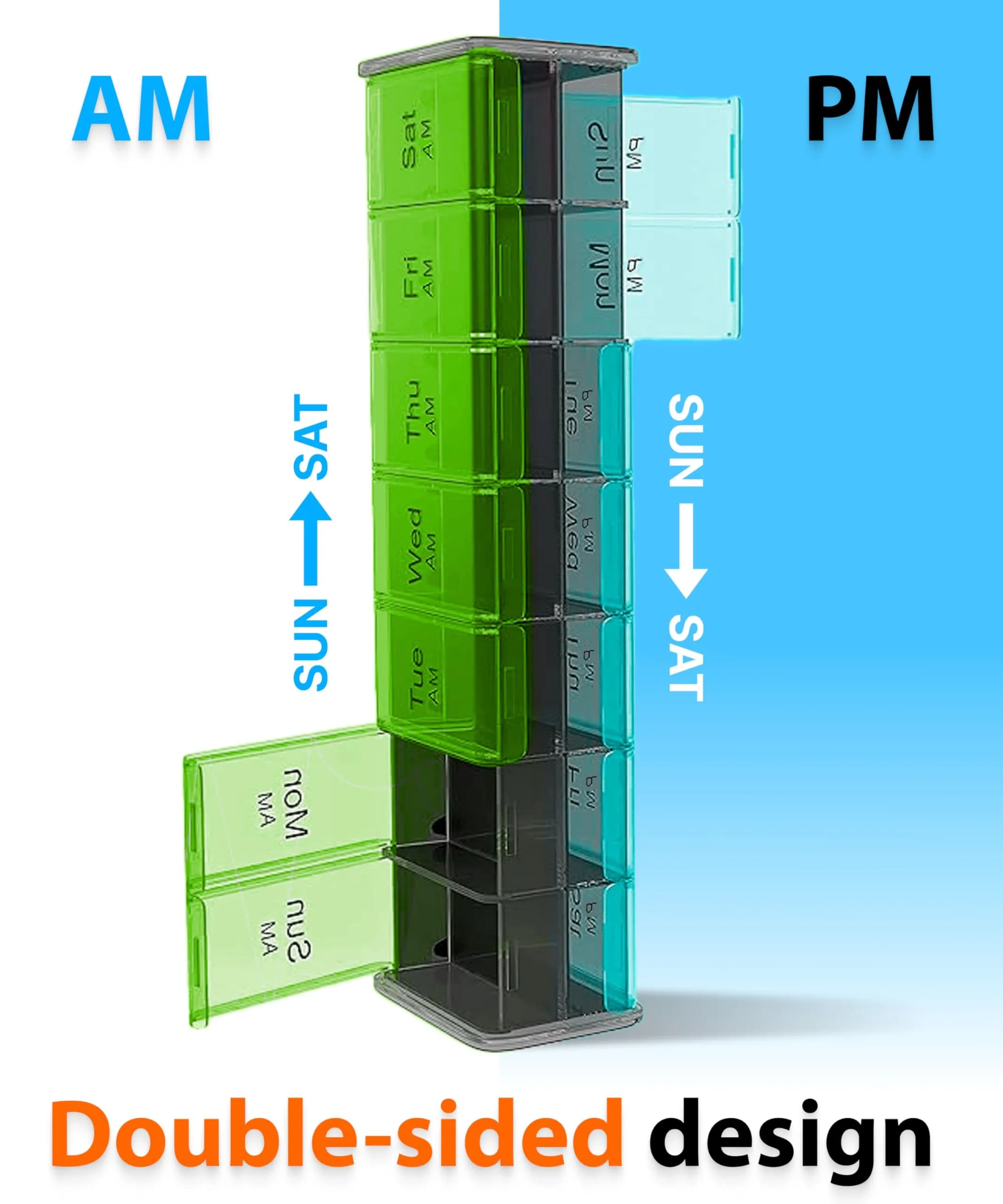 BEXEEN Extra Large Pill Organizer XXL Pill Box 7 Day | 14 Compartments (7 Day/Night) - view 6