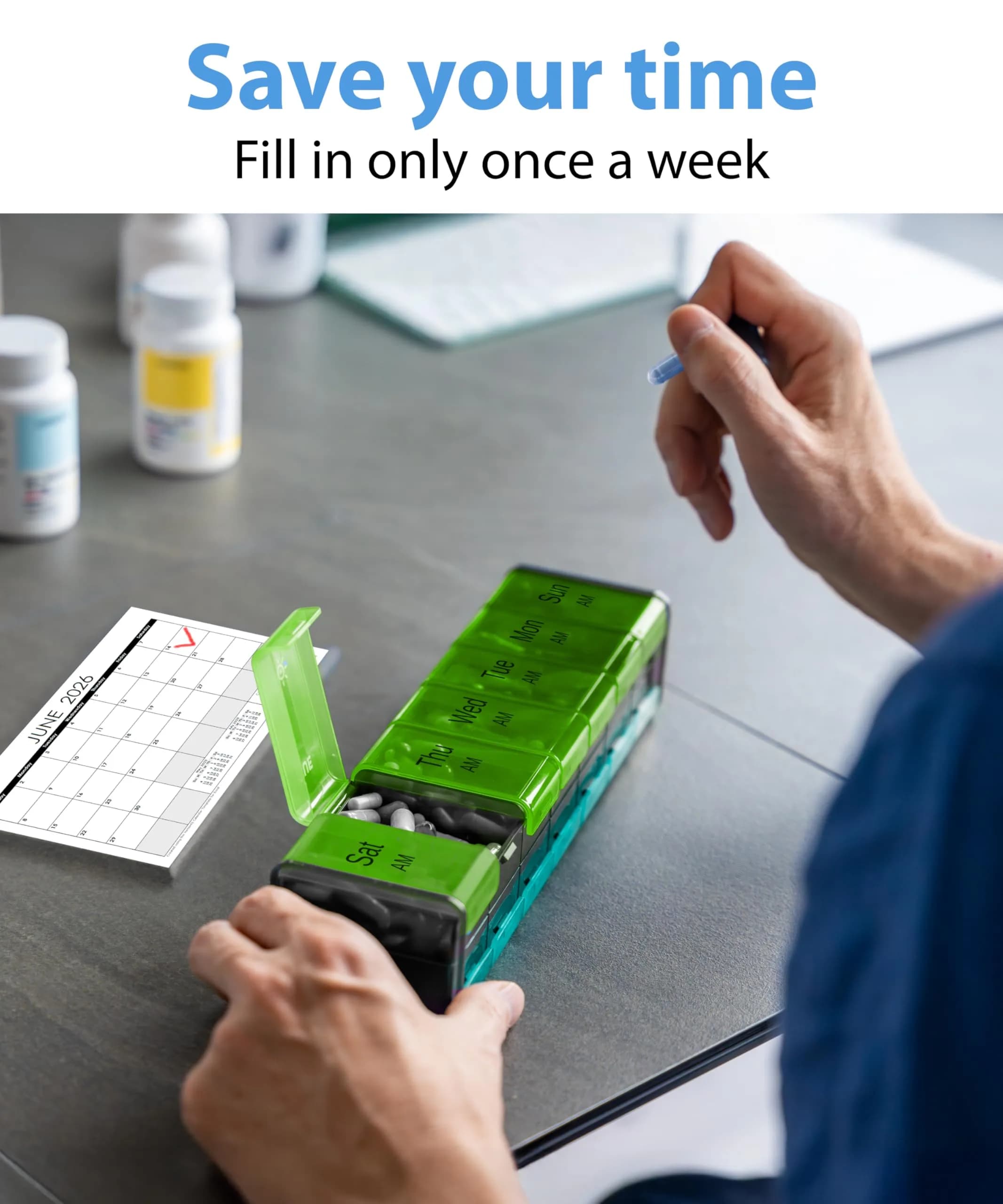 BEXEEN Extra Large Pill Organizer XXL Pill Box 7 Day | 14 Compartments (7 Day/Night) - view 8