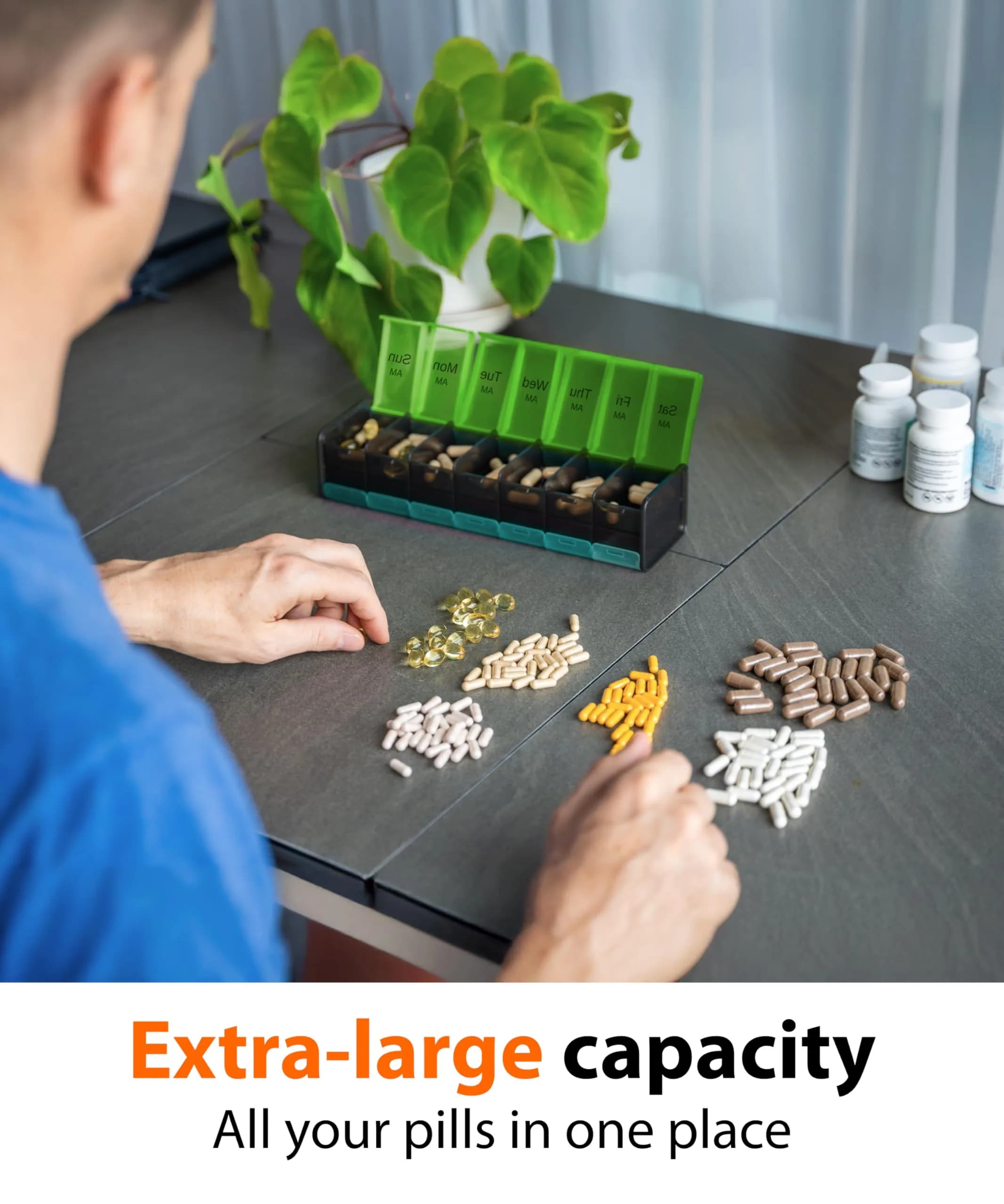 BEXEEN Extra Large Pill Organizer XXL Pill Box 7 Day | 14 Compartments (7 Day/Night) - view 4