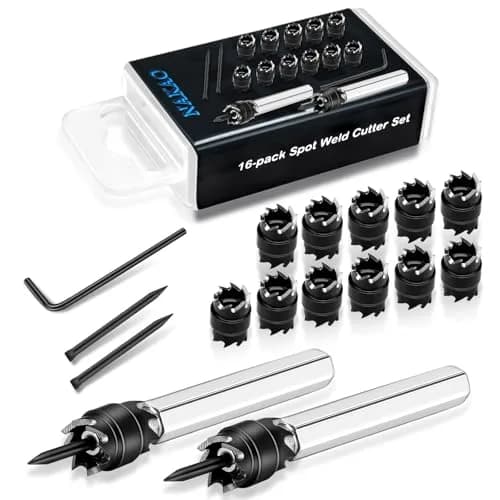 NAKAO 16 Pcs Spot Weld Cutter Set 3/8" (9.5mm) Double Sided HSS Metalworking Drill Bits | Precision Hole Cutter for Sheet Metal thumbnail 1