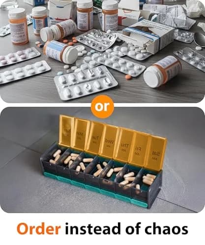 BEXEEN Extra Large Pill Organizer XXL Vitamin Holder with 14 Big AM PM Compartments | 2 Times a Day Weekly Medicine Dispenser thumbnail 3