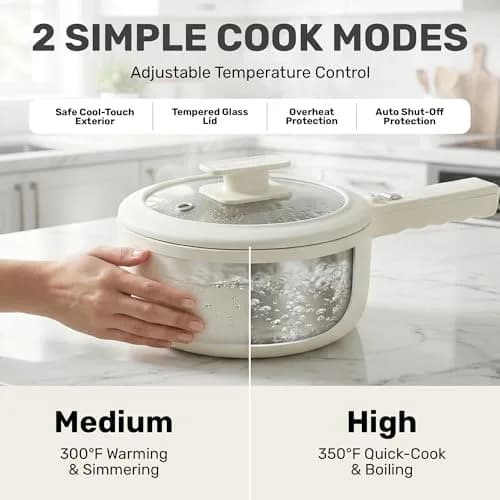 CERAMAX PRO 1.5L Electric Hot Pot with Lid & Steamer | Compact, Non-Toxic Ceramic, Rapid Heating thumbnail 6