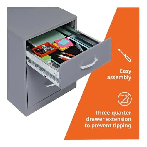 NuSparc 2 Drawer Locking Filing Cabinet | Steel Home Office Storage | Letter-Size | Assembled in USA thumbnail 4