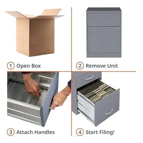 NuSparc 2 Drawer Locking Filing Cabinet | Steel Home Office Storage | Letter-Size | Assembled in USA thumbnail 8